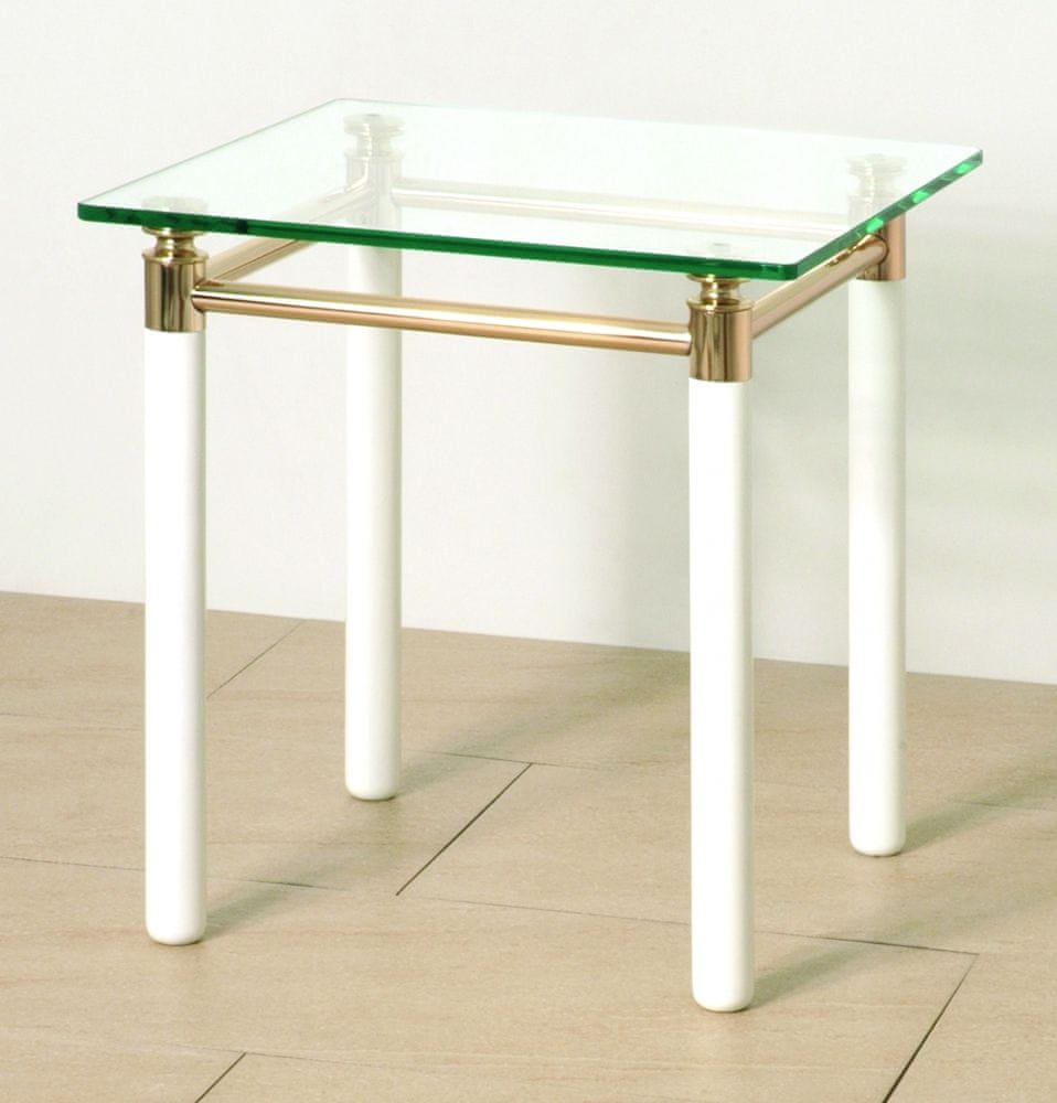 Mørtens Furniture Konferenčný stolík Terrell, 42 cm, biela/zlatá